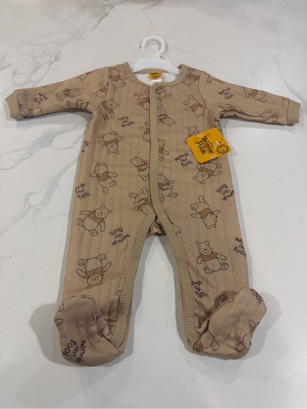Disney Winnie the Pooh Tan Beige Footed One-Piece